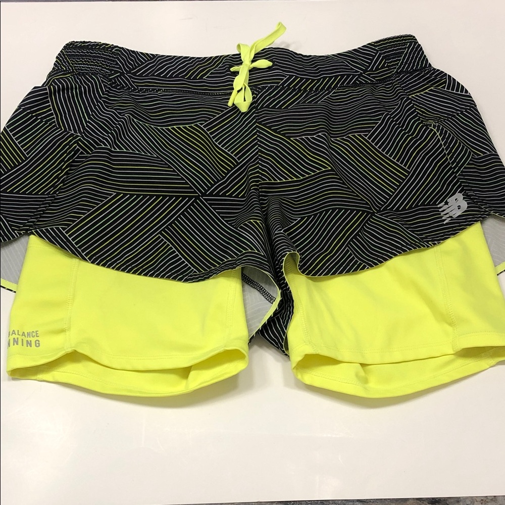 New Balance Women’s Running Shorts - Black a& Neon Yellow - Size Medium